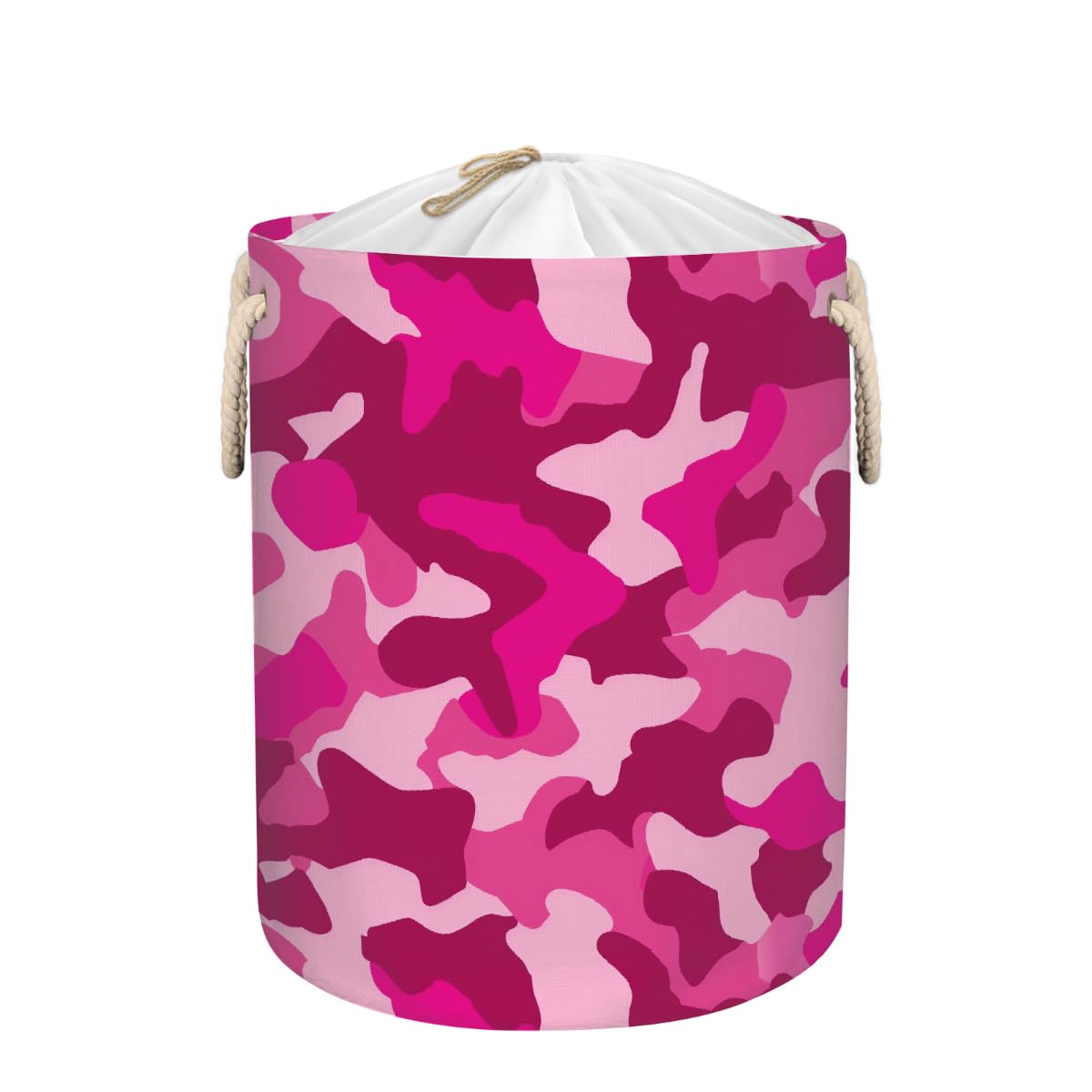 Panier à linge rose grand modèle pliable avec cordon pour dissimuler le linge sale