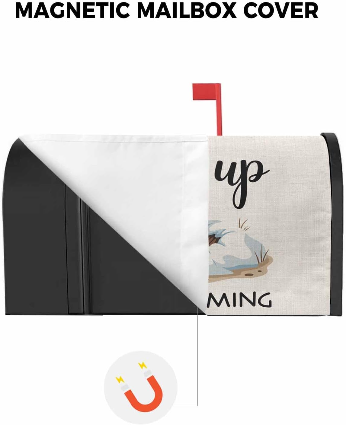 Cute Cartoon Groundhog Mailbox Covers Magnetic Standard Size, Decorative Post Letter Numbers Box Wrap Decoration Covers Accessories for Garden Yard Outdoor Décor, Wake Up Spring Is Coming 21.7"x18.5"