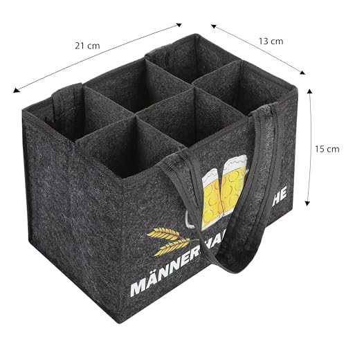 FunX Männerhandtasche aus Filz mit 6 Fächern incl. Flaschenöffner Vatertag, Geburtstag oder als Mitbringsel - 21 x 15 cm