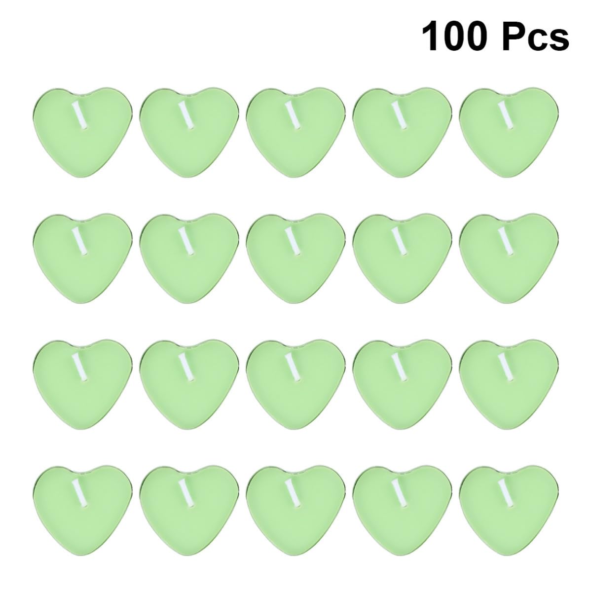 100 Velas de Corazón sin Humo para Decoración de Bodas y Eventos Románticos, Hechas de Parafina Verde, Ideales para Ambiente Interior