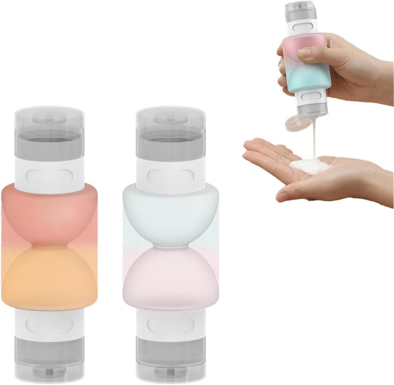 Eowstar 2pcs 2 In 1 Travel Dispenser Pump Bottles - Leak Proof Portable Containers For Lotion, Shampoo, Cream, Soap(Style-A)