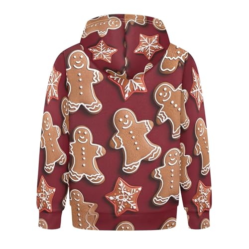 Kids Hoodies Sweaters Christmas Gingerbread Hooded Sweatshirts with Big Pockets for Boys Girls B04000062