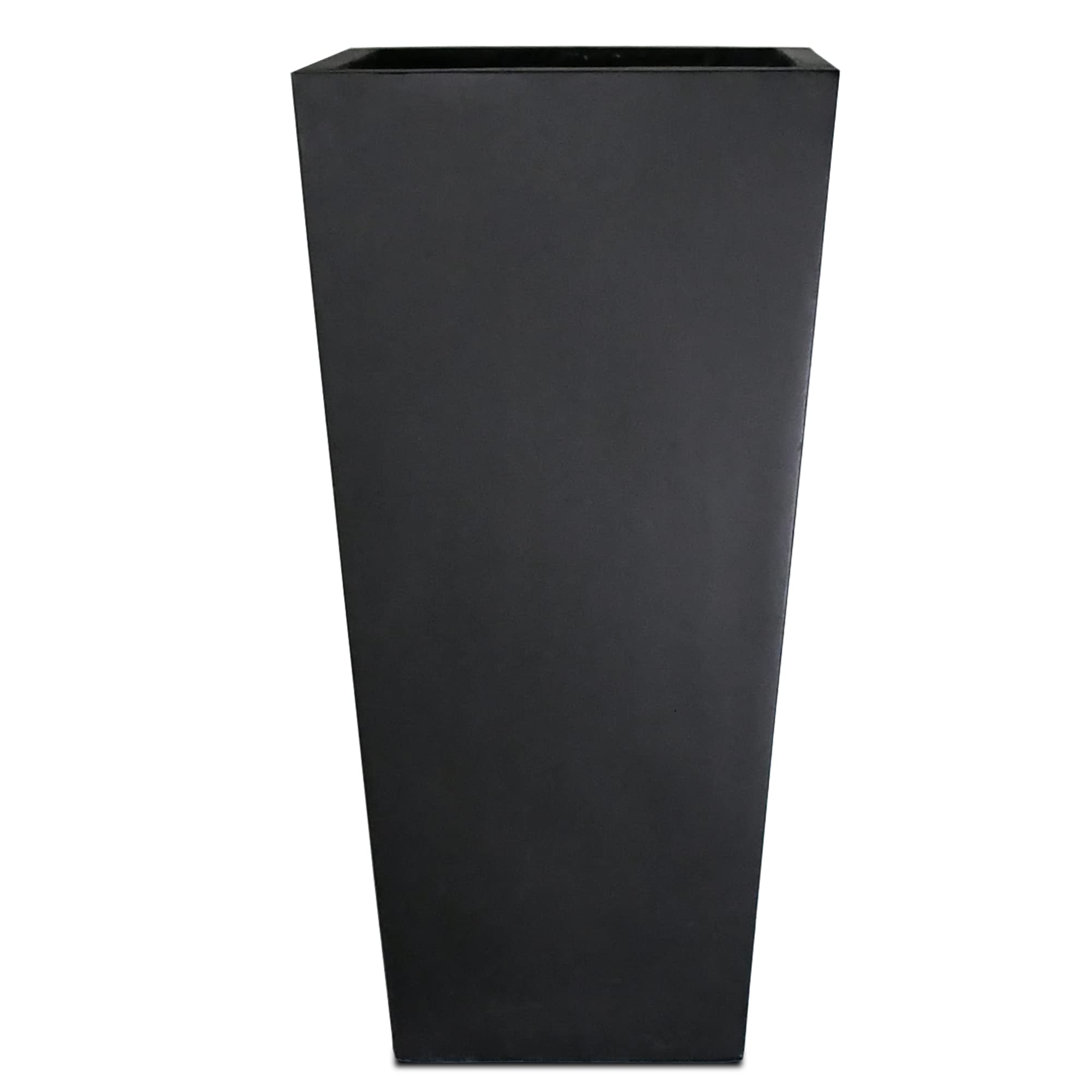 Photo 1 of Kante 28" H Square Concrete Indoor Outdoor Modern Tall Tapered Planter Burnished Black Burnished Black 28"H