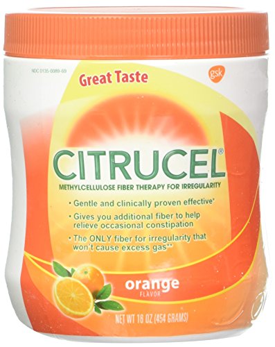 Citrucel Powder Orange Flavor Fiber Therapy for Occasional Constipation Relief, 16 ounce