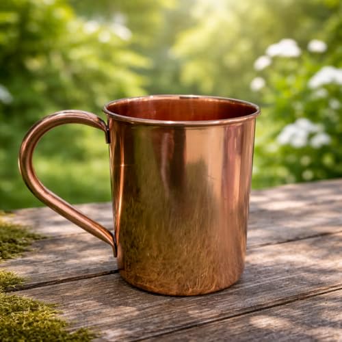 Image of ANYRA'S TROVE Pure Copper Mug|500 ML|Pack of 1|Copper Tumbler|Helathy|Sports Cup|Copper Beer Mug|Cocktail| Mocktails|Kitchen and Home Decor|Moscow Mug|Ayurvedic|Drinkware|Barware& Gift|