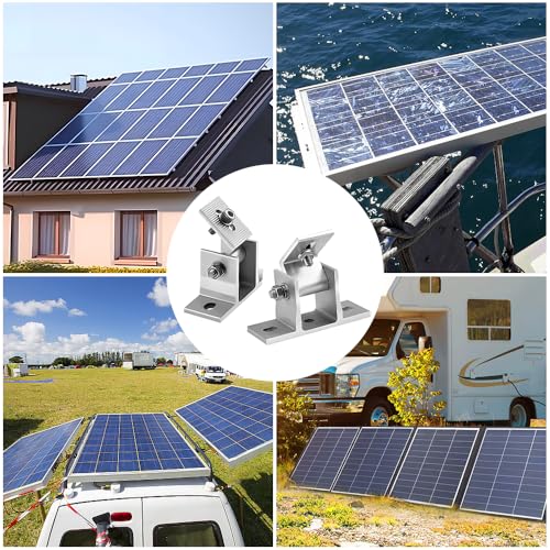 Riisoyu 4 Stück Solarpanel Halterung Dachhaken , 0-60°Individuell Verstellbar PV Modul Halterung Befestigung Solarmodul für Flachdach, Wand, Boden, Boot, Wohnmobil Stufenlos