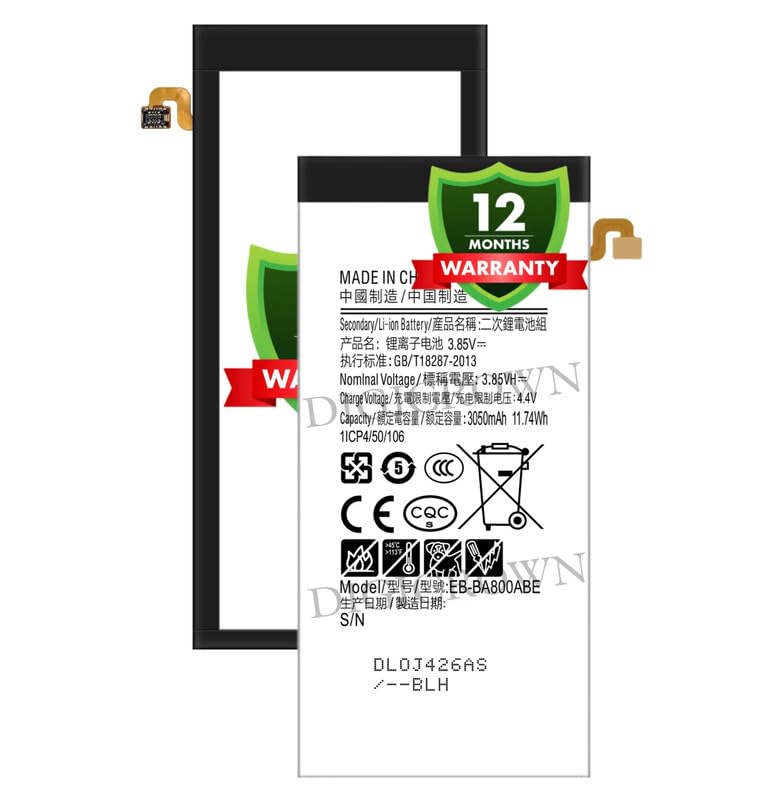 Image of Original EB-BA800ABE Battery Compatible for Samsung Galaxy A8 | A8 Duos (SM-A8000, SM-A800F) - (3050mAh) - 1 Year Warranty DF7