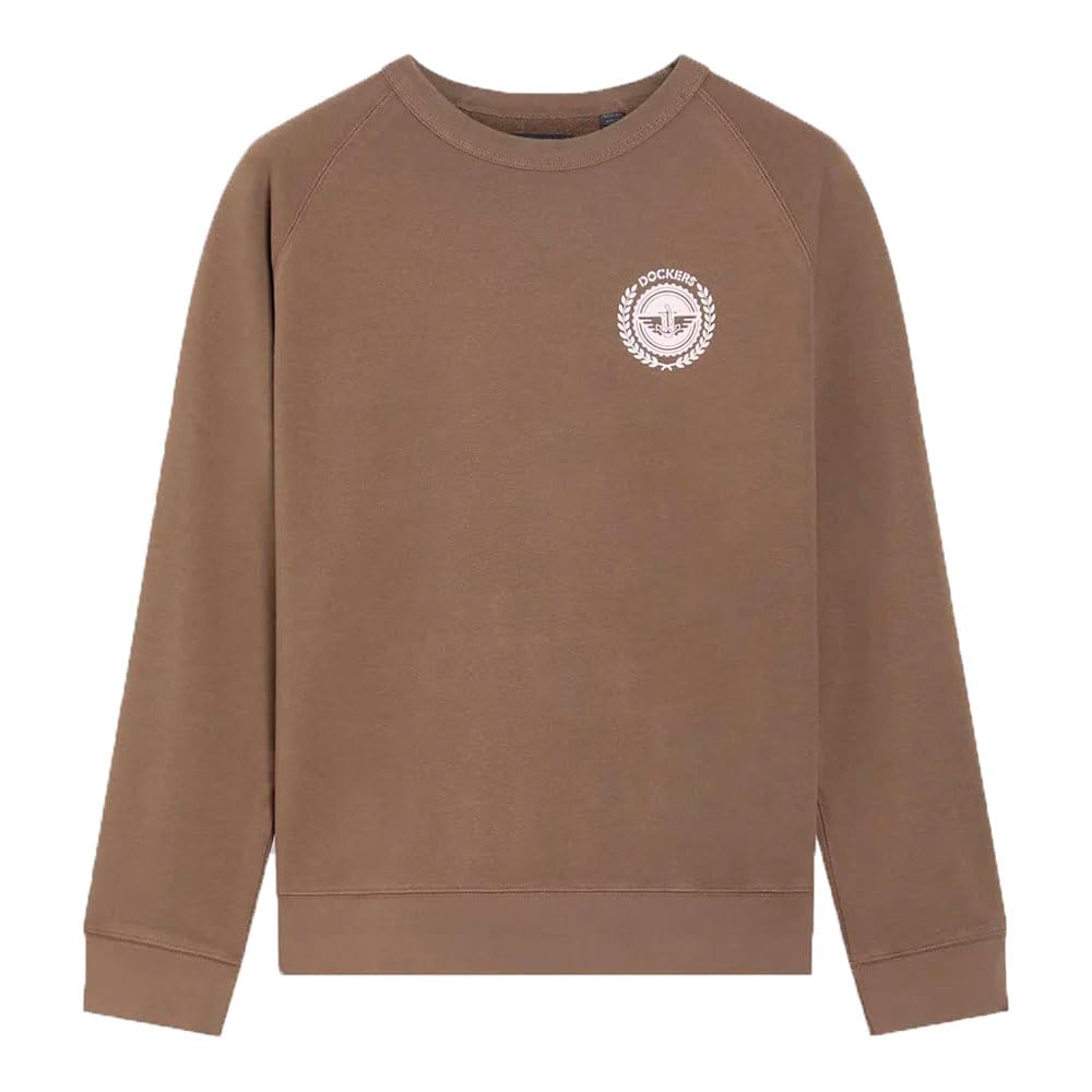 Dockers Men's Sweatshirts T2 Crew Sweatshirt, Crest Logo Chocolate Chip, S