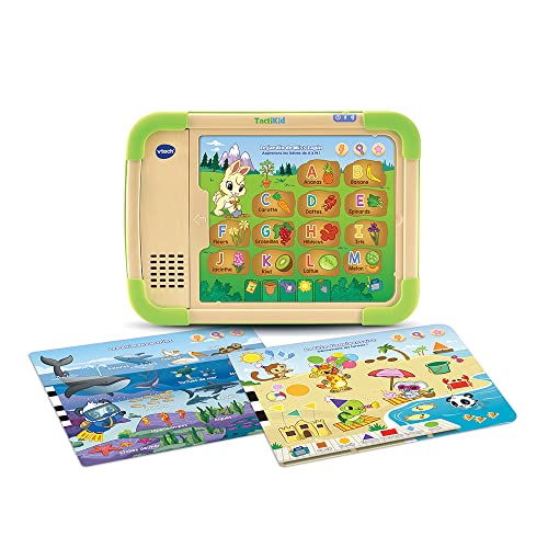 VTech - TactiKid, Ma Tablette Éducative - Jouet en Partie en En Bois, Jouet Sans Écran, Tablette En Bois - 3/5 ans - Version FR