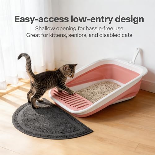 Caja de arena plegable para gatos Pawise color rosa miniatura 3