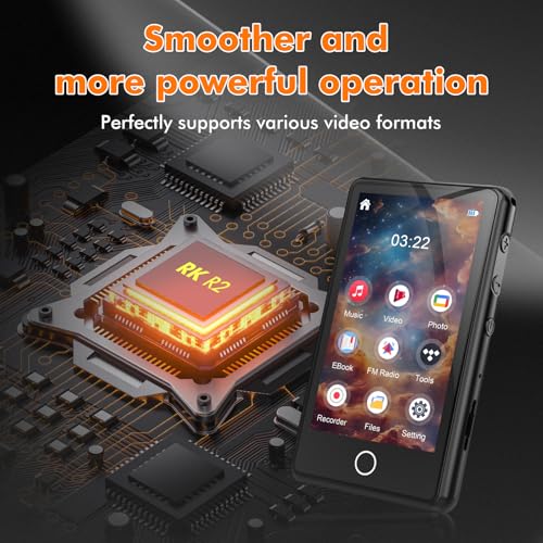 Image of 80GB MP3 Music Player with Bluetooth, 3-inch Portable MP4 Player Support All Formats Video with Built-in Speaker, FM Radio, Video, E-Book, Recording. Expandable up to 256GB, Black