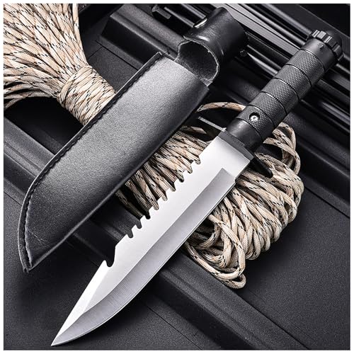 QVK Cuchillo De Supervivencia De Acero Inoxidable, Cuchillo De Supervivencia Multifuncional Adecuado Para Caza, Pesca, Camping, Deportes Al Aire Libre, Supervivencia Y Bushcraft. (White)