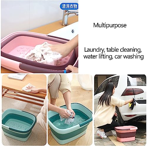 Spa de pies plegable con masaje y asa azul miniatura 3
