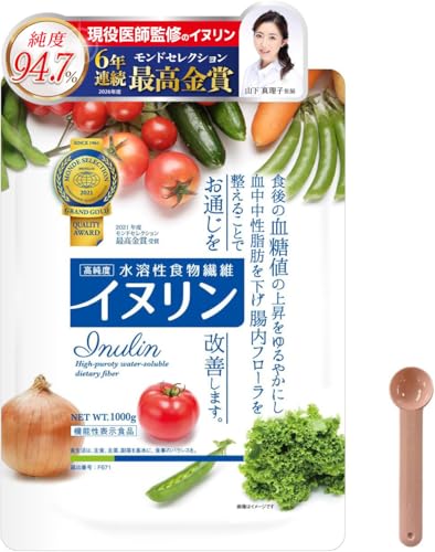 [にんにく玉本舗] イヌリン パウダー 水溶性 食物繊維 標準サイズ 1kg モンドセレクション最高金賞 6年連続受賞 機能性表示食品の商品画像（Amazon）