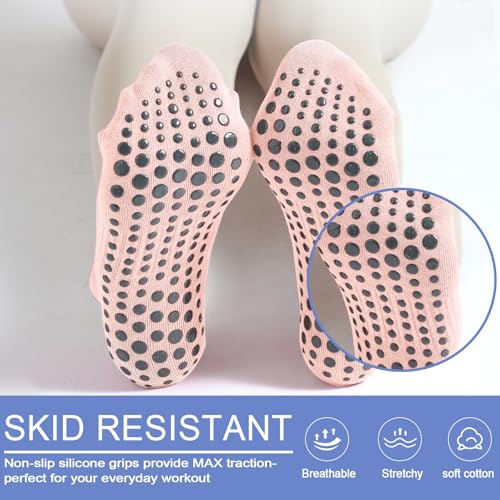 Women's Yoga Pilates Socks-Non-Slip Yoga Sport Socks-Suitable for Ballet and Fitness-4 Pairs4