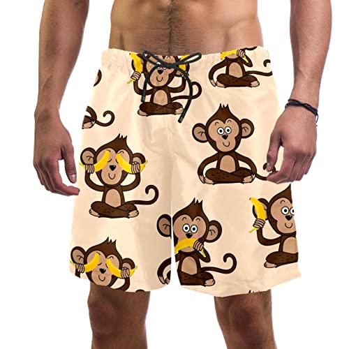 Maillots de bain pour hommes au séchage rapide et imprimé singe