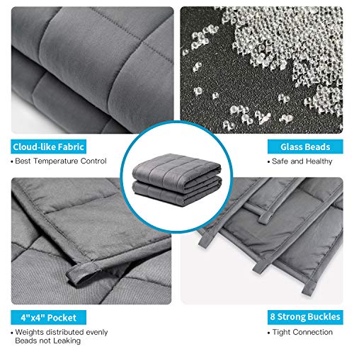 Fabula Life Adult Weighted Blanket(12Lbs, 72”X48”, Twin Size), Heavy Blanket With Premium Breathable Cotton And Micro Glass Beads, Calm Deep Sleep #TOP4