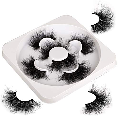 Zenotti Mink Lashes 8D Dramatic Fluffy False Eyelashes 22-25mm Long Eyelashes High Volume Thick Fake Eyelashes Soft Handmade Reusable 3 Pairs Lashes Pack