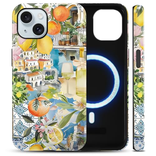 Coque iPhone 15 haut de gamme motif collage italien finition antichoc PC