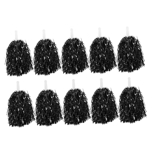 WOONEKY 10 stücke Schwarz Cheerleading Pompons Griff Pom Poms Cheerleading Sport Event Cheerleader Zubehör