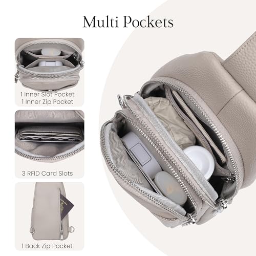 Image of befen Genuine Leather Sling Bag for Women Anti-Theft Crossbody Chest Bags Fanny Packs for Travel with RFID Card Slots