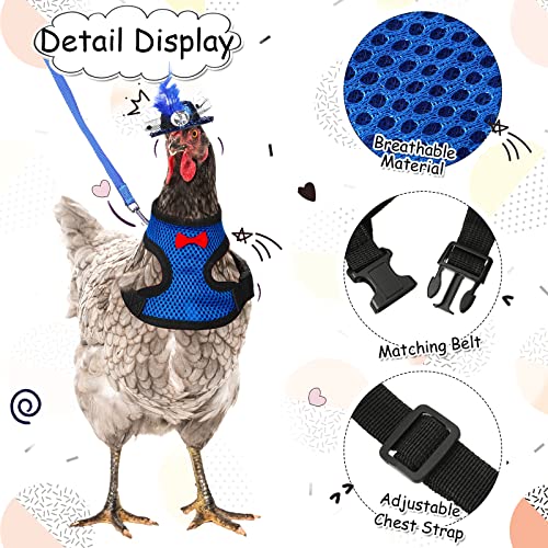Image of Zhanmai 9 Pcs Chicken Harness and Leash for Hens Funny Chicken Accessories with Leash and Hats for Hens Duck Goose Parrot Small Pet Harness Adjustable Training Walking Supplies(S)