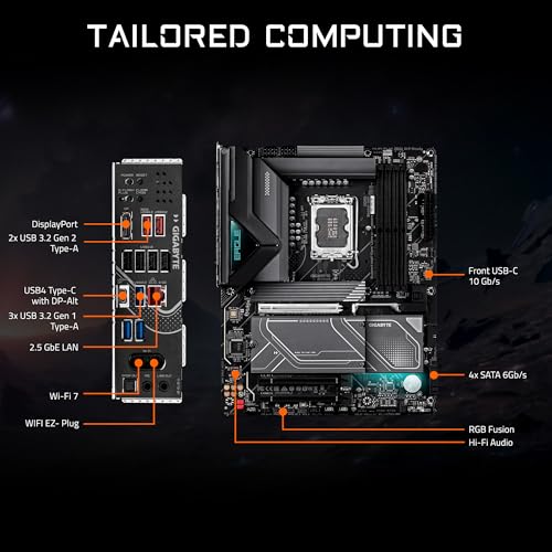 Image of GIGABYTE Z890 Eagle WIFI7 Plus Intel LGA 1851 ATX Motherboard, Support Core Ultra (Series 2), DDR5, 14+1+2 Power Phase, 4X M.2, PCIe 5.0, USB4, WiFi 7, 2.5GbE, EZ-Latch, D5 Bionic Corsa