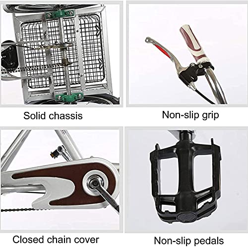 XBR Dreirad für Erwachsene mit Korb,Dreirad für Erwachsene 20 Zoll 3 Dreiradfahrrad mit Doppelbremssystem Manpower Fahrräder mit Gepäckkorb zum Einkaufen – Bild 6
