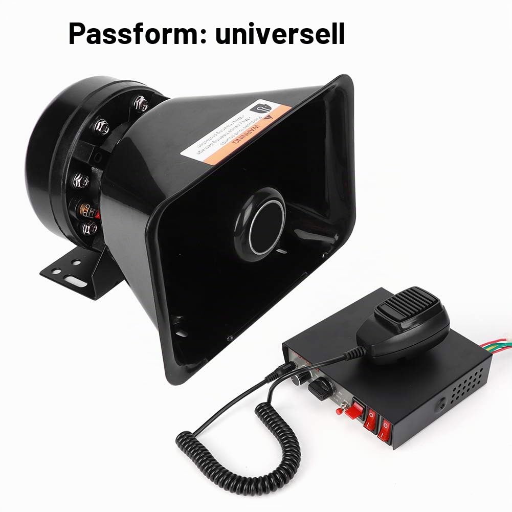 Lautstarke Auto Warnsirene mit Alarmtönen und Megafonfunktion 130dB 200W Leistung Universalhalterung für Pkw Lkw Notfallfahrzeuge robuste ABS-Metall Konstruktion langlebige Autosir