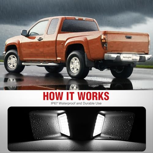 Image of Nilight 2PCS License Plate Lights for 2004-2012 Chevy Colorado GMC Canyon | Compatible with 2004 2005 2006 2007 2008 2009 2010 2011 2012 Chevy Colorado GMC Canyon with Black housing 6000K White