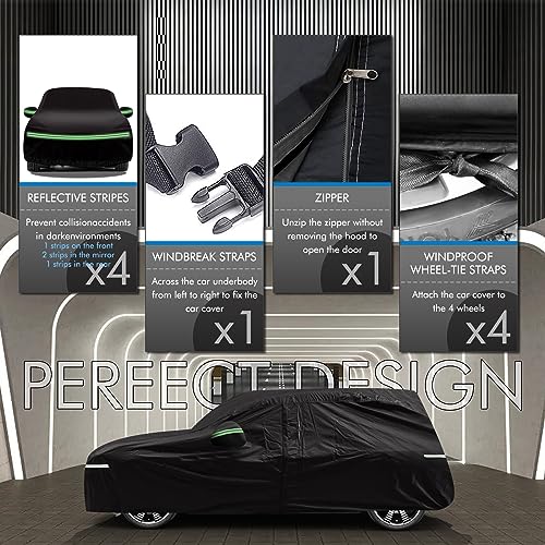 Image of Mini Cooper /Cooper S Car Cover 2002-2023 - 210D Outdoor Waterproof UV Protection With Cotton Layer, Zipper Door, Reflective Strip, Storage Bag for 2-Door
