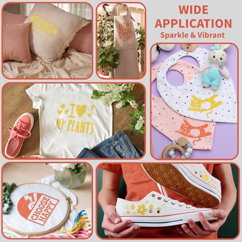 Image of HTVRONT Glitter HTV Heat Transfer Vinyl - 10 inch x 8ft Neon Orange Glitter HTV Vinyl for Shirts, Glitter Iron on Vinyl for All Cutting Machine - Easy to Cut & Weed (Neon Orange Glitter)