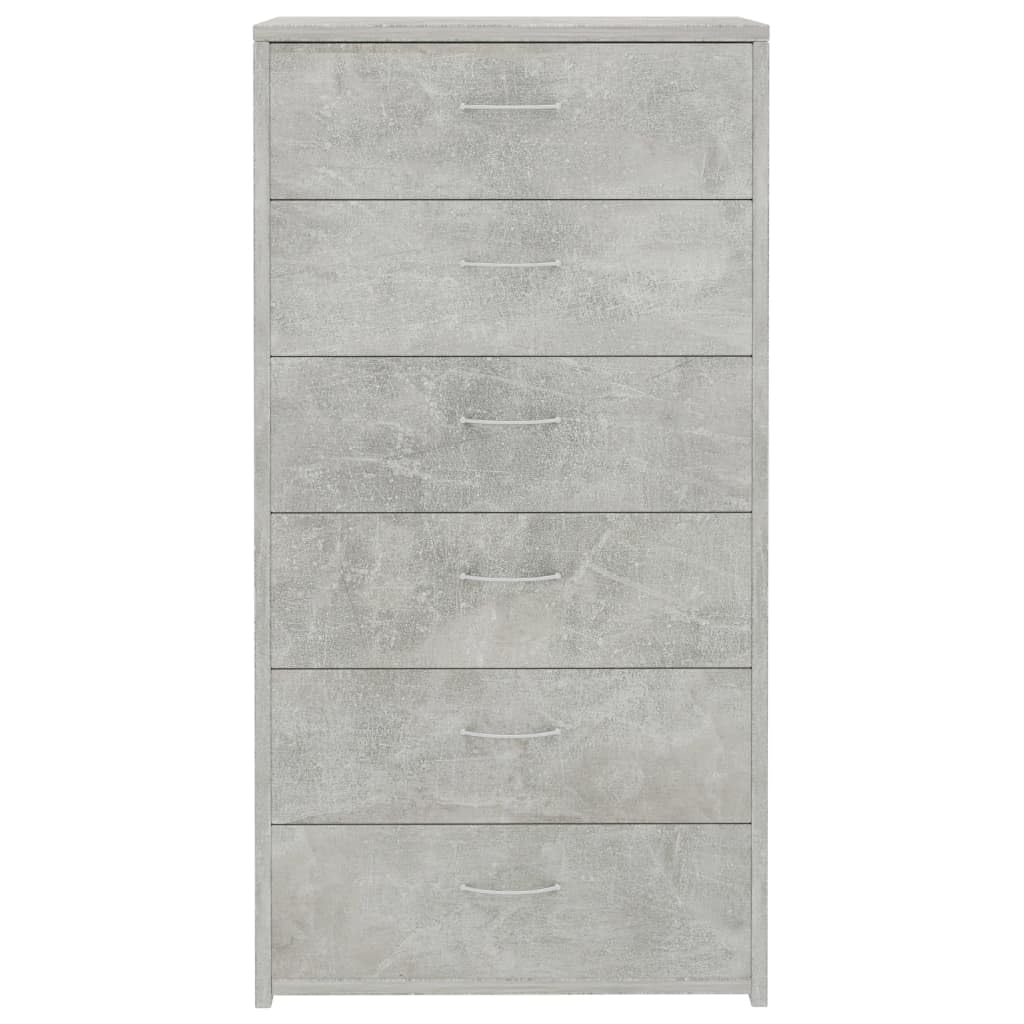 vidaXL Credenza con 6 Cassetti Minimalista Robusta Elegante Madia Armadietto Cassettiera Arredo Casa Grigio Cemento 50x34x96 cm in Truciolato