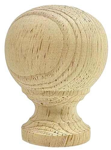 Image of Highland Manor Wood Products Melrose Ball Finial 2 7 /8 inch x 2 1 /8 inch Wide - Unfinished Wooden Finials for Indoor Use - Perfect for Staircases or Bed Posts (Pine) (4 Finials)