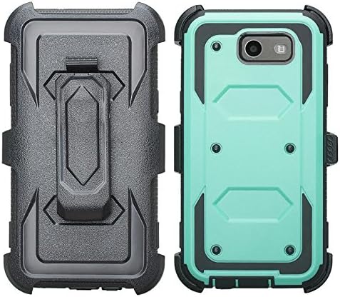 Galaxy J7v Case / J7 (2017) / J7 Perx Case / J7 Sky Pro/Galaxy J7 Prime Case, Heavy Duty Belt Clip Holster [Built in Screen Protector] Full Body Protection for Galaxy Halo - Teal