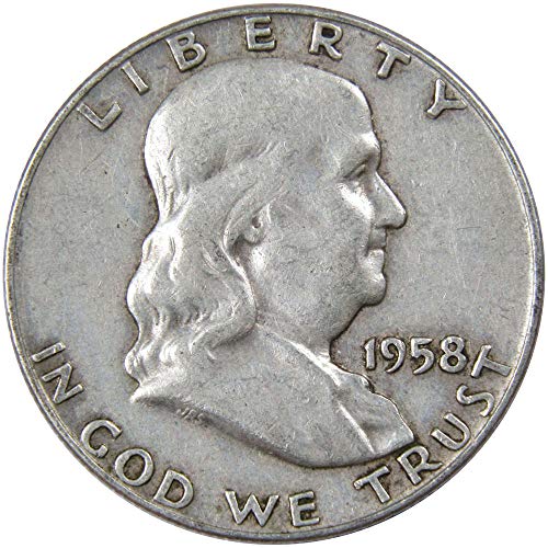 1958 D Franklin Half Dollar AG About Good 90% Silver 50c US Coin...