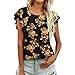 Xmiral Top con Maniche a Volant da Donna Camicetta Casual Girocollo Camicia a Tunica fluida Carina Pullover Morbido Comodo T-Shirt Basic Abbigliamento Abiti Corti (S,Oro)