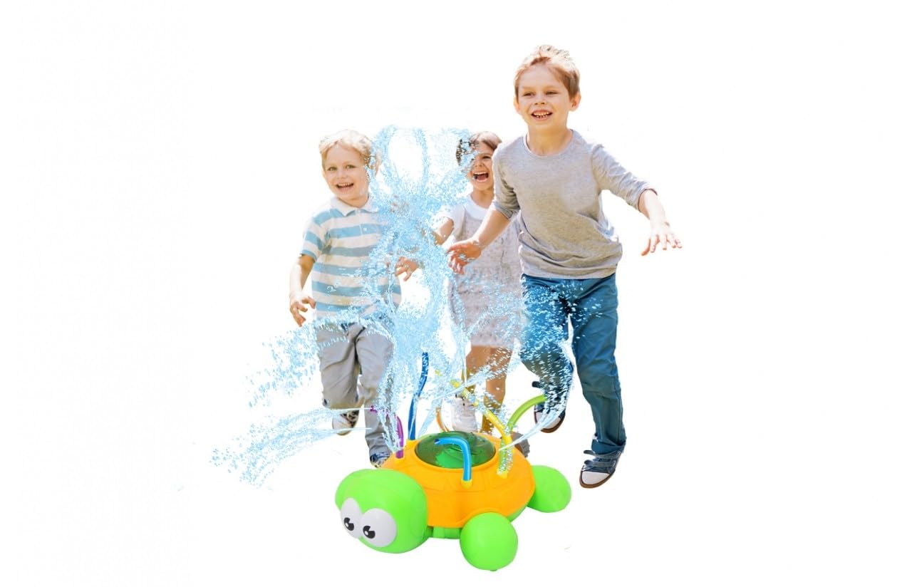 JAMARA 460620 - Mc Fizz Water Sprinkler Turtle - Rotates Hoses, Disc Rotates and Sprays Water, Connection to Standard Hose System, Green