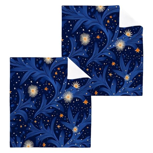 PaChyLuu 4 Pack Night Sky with Bright Stars Cotton Washcloths Highly Absorbent Face Cloth Reusable Body Towels, Gentle for Sensitive Skin, 12 x 12 Inch