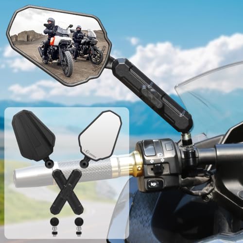 SHEJISI Adventure Fahrradspiegel, Motorradspiegel, passend für RAM-Bälle und 2,2 cm Lenker M10 M8, kompatibel mit KTM 1290 Super Adventure, Honda Africa Twin, Kawasaki KLR, Yamaha XT, Suzuki DR, BMW