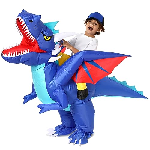 Disfraz inflable de dragón para niños 7-10 años miniatura 1