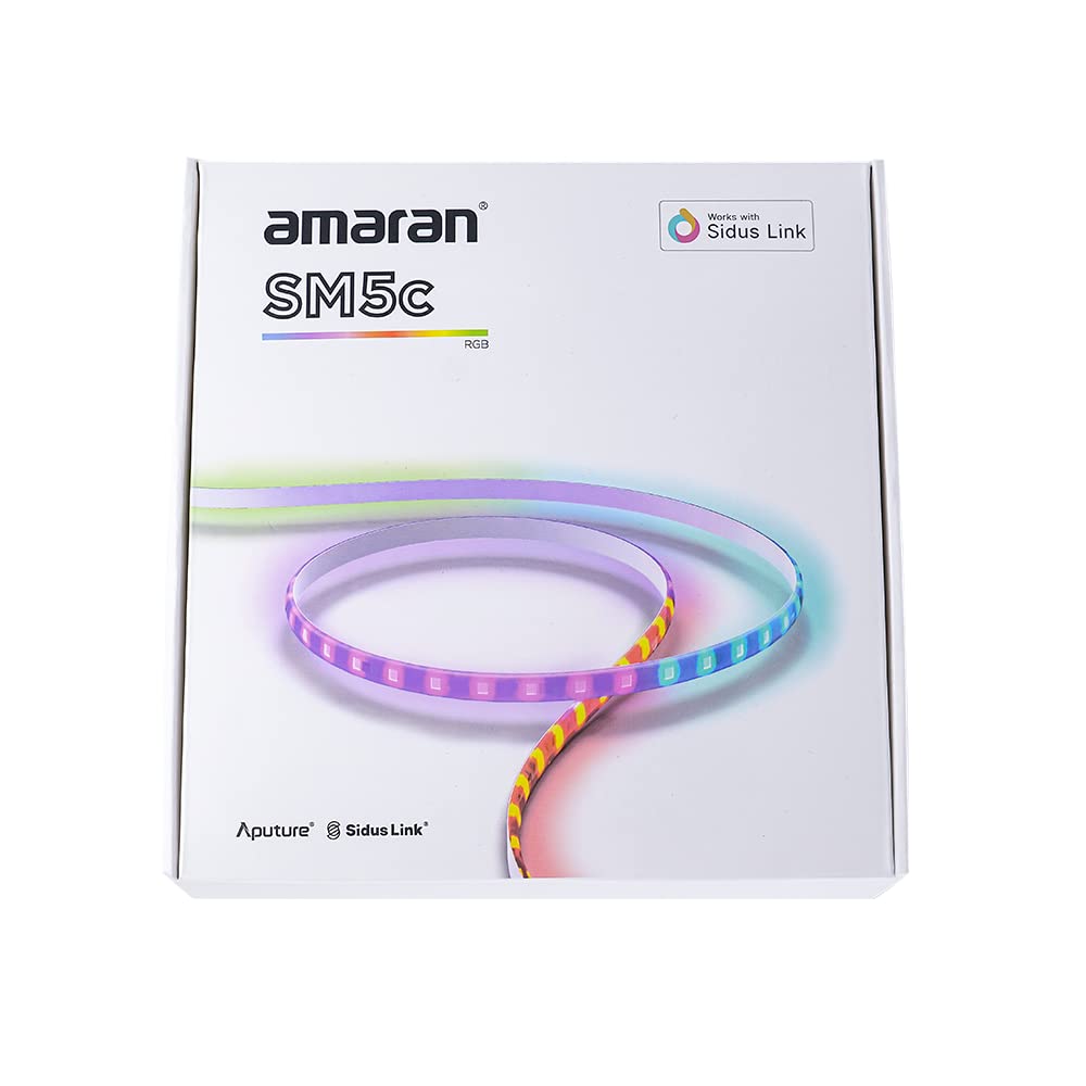 Amaran SM5c Tira de luces LED RGB de 16.4 pies, salida de 20 W, 300 píxeles inteligentes RGB, funciona con Alexa y Google Assistant, admite control de aplicaciones para configuraciones domésticas, est