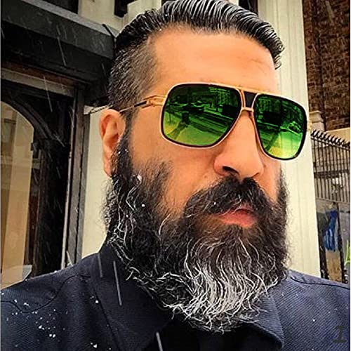 Image of Aviator Sunglasses for Men Retro Fashion Gold Oversized 70s shades