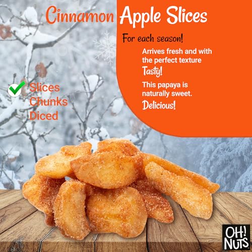 Dried Cinnamon Apple | 1 lb - Dried Fruit Slices | Sweetened Apple Pieces | Dehydrated Fruit Bites | Packed in New York Zip-Seal Bag for Exceptional Freshness by Oh Nuts