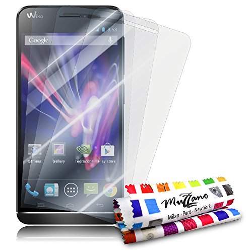 Protections Ecran pour WIKO WAX, 3 Films [UltraClear][Transparents] + STYLET et CHIFFON MUZZANO® OFFERTS - La Protection écran ULTIME ET DURABLE pour votre WIKO WAX