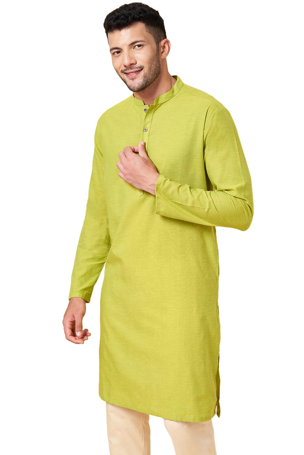 indus route by pantaloons Men's Cotton Solid Regular Long Kurta-picture-46