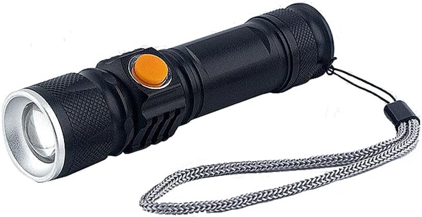 Hntoolight, Small Rechargeable Flashlight, LED Mini Rechargeable USB Torch High Lumen 10W T6 Zoomable Adjustable Portable Black Light Flash Light