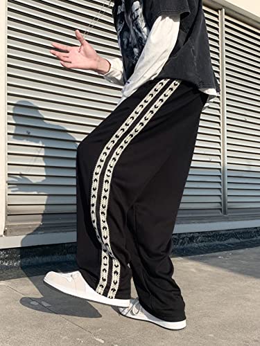 Floerns Men's Drawstring Waist Pants Tie Front Wide Leg Loose Fit Trousers2