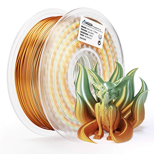 AMOLEN Impresora 3D PLA Filamento 1.75mm, Rainbow Copper Multicolor Seda 1KG, 0.03mm Silk Copper Rainbow Multicolor Materiales de impresión 3D