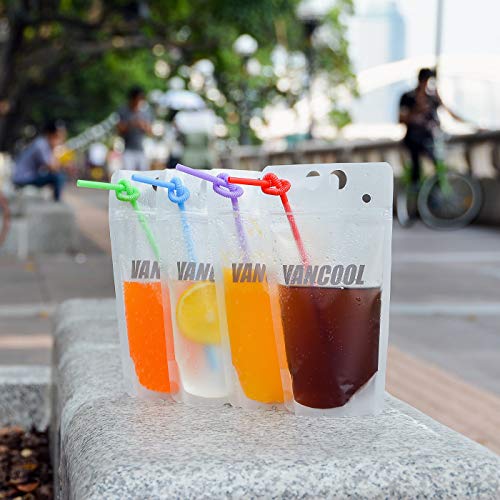 70 STKS Clear Drink Zakjes Tassen Sap Verzegelde Zak Heavy Duty Hand-held Doorschijnbare Rits Plastic Zakken Drinkzakken met 70 STKS Kleurrijke Rieten - Image 3